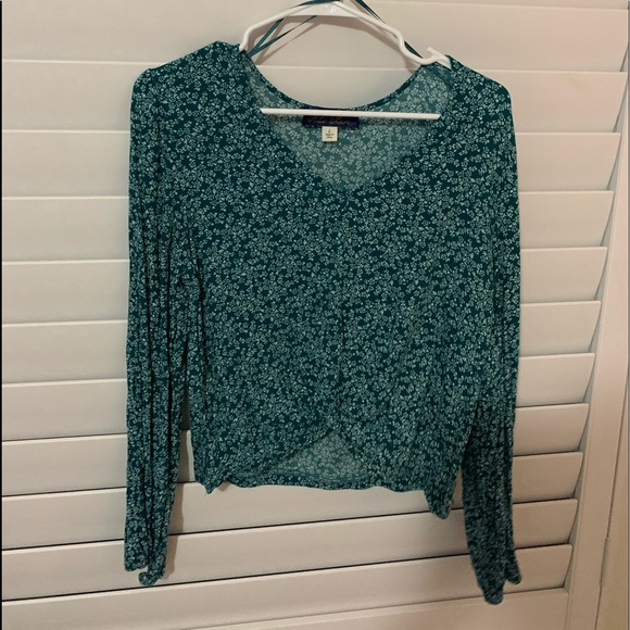 green/teal long sleeve blouse - Picture 1 of 4